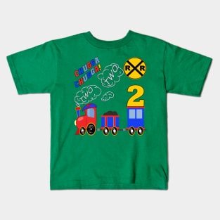 Kids 2 Year Old Train Birthday Kids T-Shirt